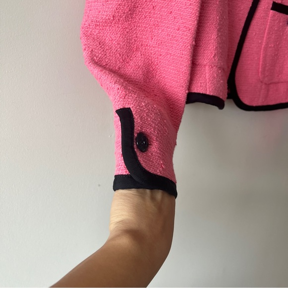 ME+EM Pink Contrast Bound Crop Jacket Italian Cotton Blend 6 NWT - Picture 3 of 8